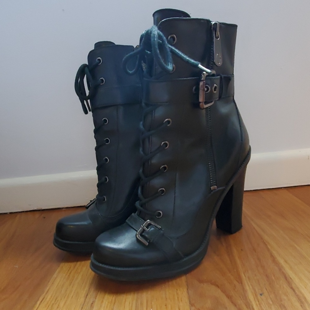 Guess leather combat boots